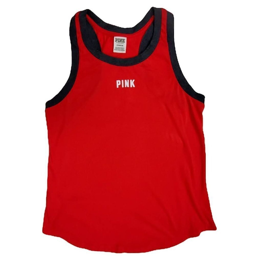 🚨030 Pink Victoria's Secret Red and Black Tank Top